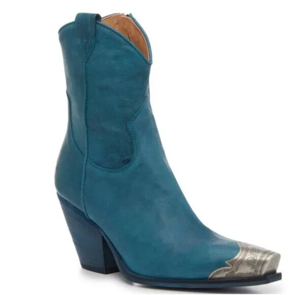 Free People Brayden Western Boot NWOT in Petrol Blue Size 37.5 (US 7) - Picture 5 of 13